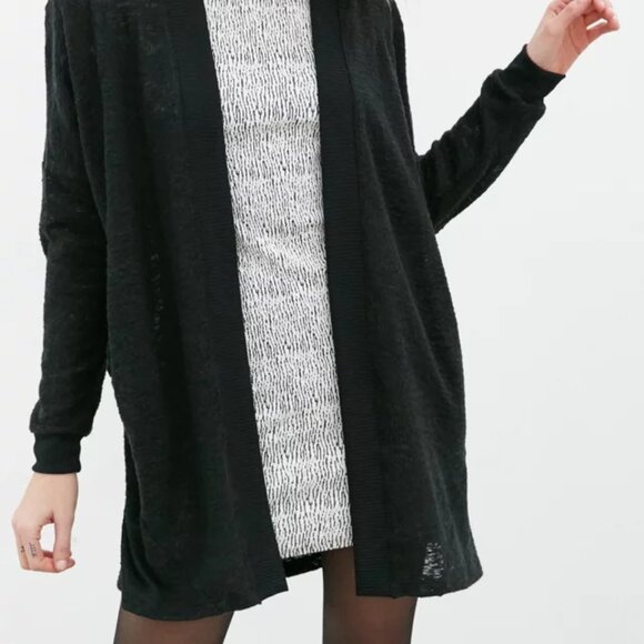 SILENCE + NOISE Cardigan Duster Maxi Jet Black Womens Large - Picture 8 of 13